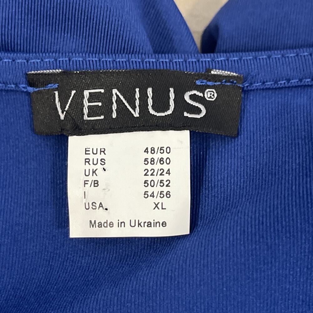 Venus Royal Blue Faux Wrap Ruched Midi Dress XL 3/4 Sleeve - Picture 8 of 12